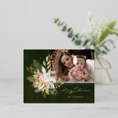 白いエレガントクリスマスの花の書道写真 箔シーズンポストカード (立ち正面)