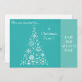 白いエレガントクリスマスツリークリスマスパーティー 招待状 (正面/裏面)