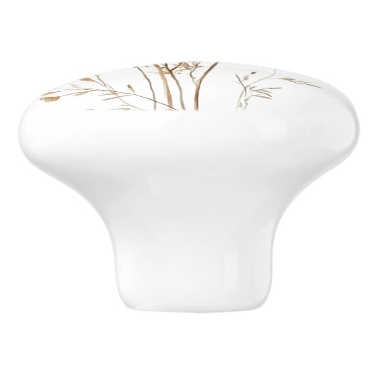 白いエレガントコスモスの花の田舎の農家 セラミックノブ (側面)