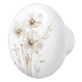 白いエレガントコスモスの花の田舎の農家 セラミックノブ (右)