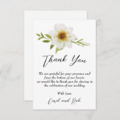 白いエレガントサンキューカード サンキューカード (正面/裏面)