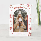 白いエレガントスノーフレークのクリスマスフォトカード シーズンカード (正面)