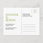 白いエレガントチューリップ日付の保存 案内ポストカード (裏面)