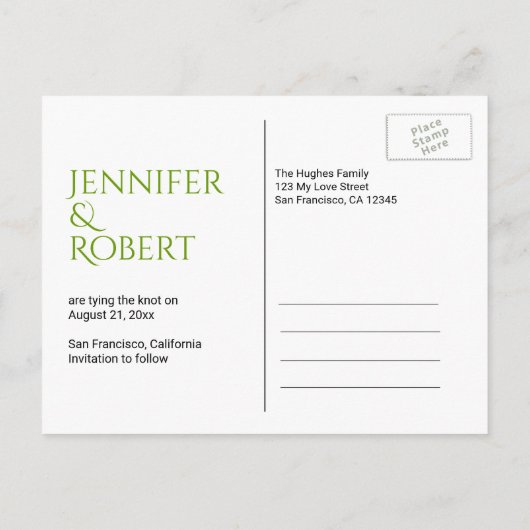 白いエレガントチューリップ日付の保存 案内ポストカード (裏面)