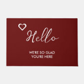 白いエレガントハートこんにちはあなたはここで ドアマット (正面)