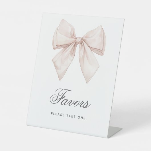 白いエレガントバウのシャワーの好意サイン 台座サイン (正面)