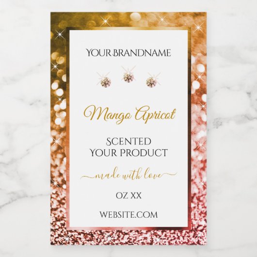 白いエレガントバラと金ゴールドグリッター製品ラベル フードラベル (シングルラベル)