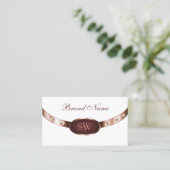 白いエレガントバラの金ゴールドとモノグラムとブルゴーニュ 名刺 (スタンド正面)