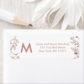 白いエレガントバラの金ゴールドフローラアドレス ラベル (インサイチュ)