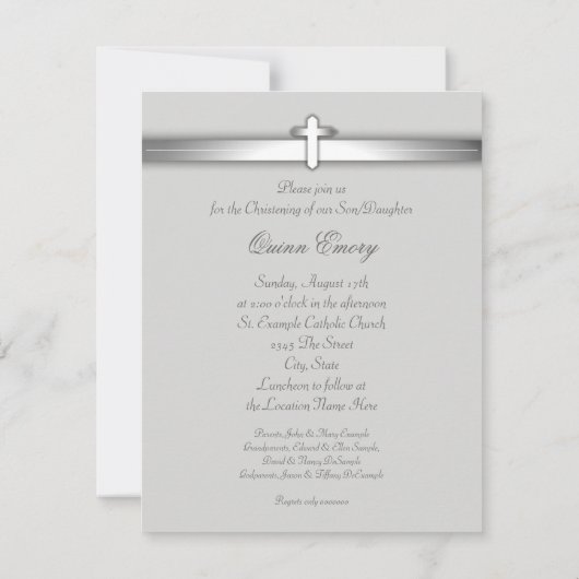 白いエレガントフォト《キリスト教》洗礼式や命名式招待状 招待状 (裏面)