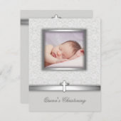 白いエレガントフォト《キリスト教》洗礼式や命名式招待状 招待状 (正面/裏面)