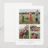 白いエレガントフレーム4写真ハッピー感謝祭 シーズンカード (正面/裏面)