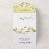 白いエレガントフローラが結婚一斉に出現する オールインワン招待状 (外側)