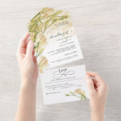 白いエレガントフローラが結婚一斉に出現する オールインワン招待状 (貼ってはがせる)