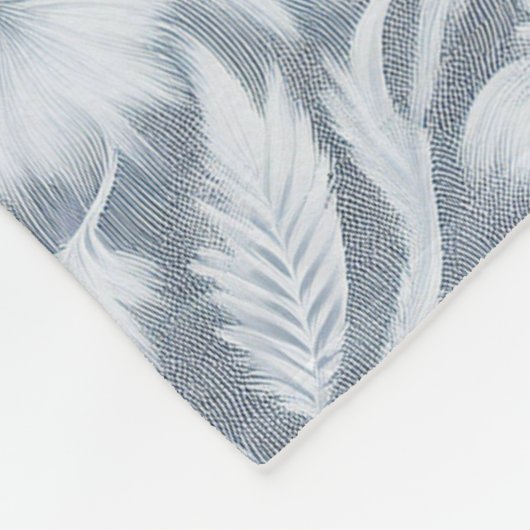 白いエレガントフローラのアウトライン付きグレーの毛布 フリースブランケット (角)