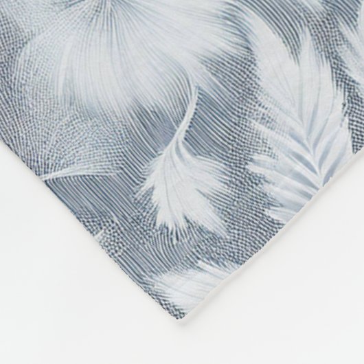 白いエレガントフローラのアウトライン付きグレーの毛布 フリースブランケット (角)