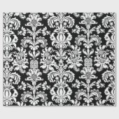 白いエレガントフローラマスク黒い背景 ラッピングペーパー (フラット)