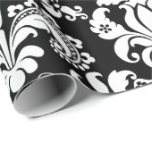 白いエレガントフローラマスク黒い背景 ラッピングペーパー (ロールコーナー)