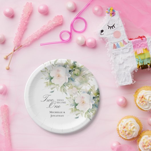 白いエレガントフローラ2が一つの聖書にな結婚る ペーパープレート (パーティー)