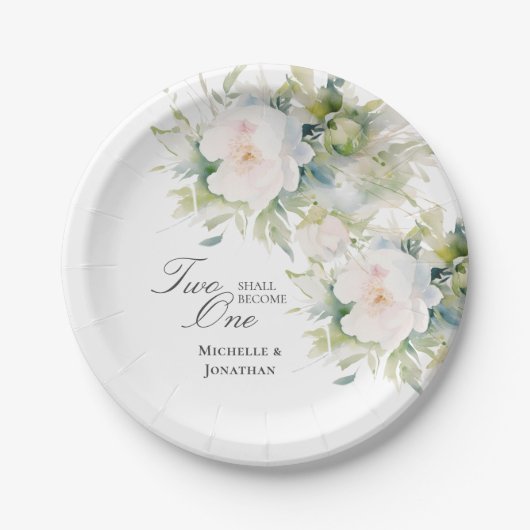 白いエレガントフローラ2が一つの聖書にな結婚る ペーパープレート (正面)