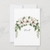 白いエレガントマグノリア冬のウェディングパインツリー サンキューカード (裏面)