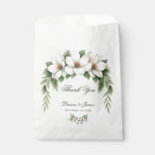 白いエレガントマグノリア冬のウェディングパインツリー フェイバーバッグ (正面)