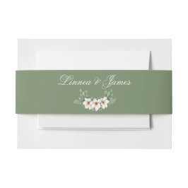 白いエレガントマグノリア冬のウェディングパインツリー 招待状ベリーバンド