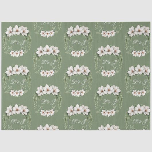 白いエレガントマグノリア冬のウェディングパインツリー 薄葉紙 (正面)