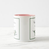 白いエレガントマグノリア花の花嫁メイド ツートーンマグカップ (中央)