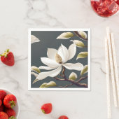 白いエレガントマグノリア スタンダードカクテルナプキン (インサイチュ)