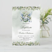 白いエレガントユリとバラの日賛美バプティズム 招待状 (スタンド正面)