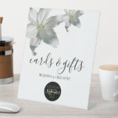 白いエレガントユリの結婚式のカードとギフト 台座サイン (インサイチュ)