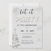 白いエレガントライン石のクリスマスそれをパーティー 招待状 (正面)