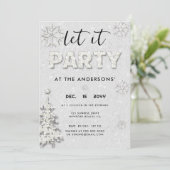 白いエレガントライン石のクリスマスそれをパーティー 招待状 (スタンド正面)