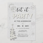 白いエレガントライン石のクリスマスそれをパーティー 招待状 (正面/裏面)