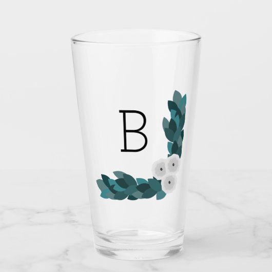 白いエレガントラヌンキュラスの花と葉 |モノ タンブラーグラス (正面)