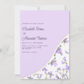 白いエレガントラベンダーのワイルドフラワーボホ結婚ー 招待状 (正面)