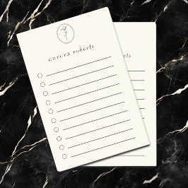 白いエレガントリネンとフラワーロゴスクリプト名 ポストイット