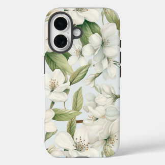 白いエレガントリンゴの花（強） iPhone 16ケース