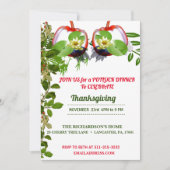 白いエレガントロータスカボチャ感謝祭ディナー 招待状 (正面)