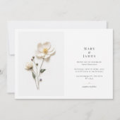 白いエレガントワイルドフラワー横向きラブレ結婚ス 招待状 (正面)