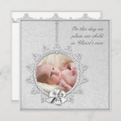 白いエレガント写真《キリスト教》洗礼式や命名式 招待状 (正面/裏面)