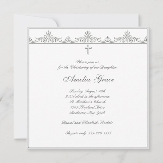 白いエレガント写真《キリスト教》洗礼式や命名式 招待状 (裏面)