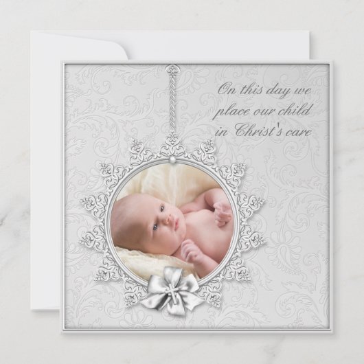白いエレガント写真《キリスト教》洗礼式や命名式 招待状 (正面)