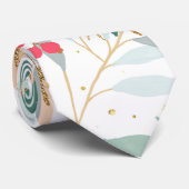 白いエレガント冬のフローラと金ゴールドグリッタードット ネクタイ (ロール)