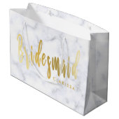 白いエレガント大理石と金ゴールドの花嫁 ラージペーパーバッグ (裏面アングル)