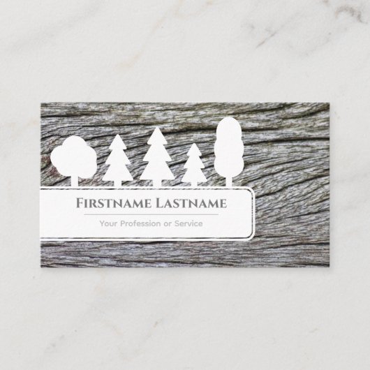 白いエレガント木目の森の白い木 名刺 (正面)