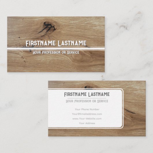 白いエレガント木製スタイル木目の花束 名刺 (正面/裏面)