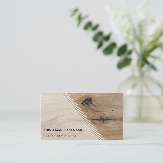 白いエレガント木製スタイル木目の花束 名刺 (スタンド正面)