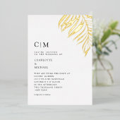白いエレガント植物のトレン結婚ディング 箔招待状 (立ち正面)